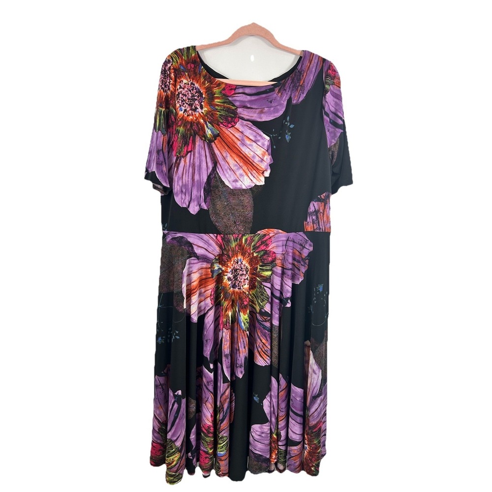 Marc Bouwer Unlimited 1X Maxi Dress Bold Floral Graphic Print Art To Wear Flowy